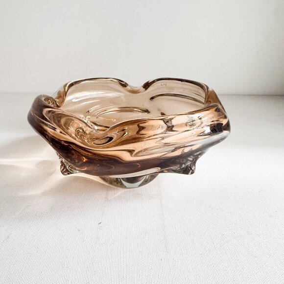 Vintage MCM Chalet Glass Light Brown Champagne Ashtray - Picture 5 of 12